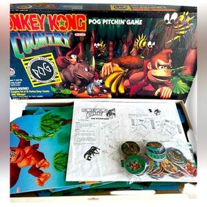1995 Donkey Kong Country Pog Pitchin' Board Game Rare Nintendo includes pogs